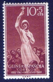 Екваторіальна Гвінея Экваториальная Гвинея ^/--/^ Испанская Гвинея  (1958) 75 лет прибытия католических миссионеров в Гвинейский залив ^_^^^ Іспанська Гвінея (1958) 75 років прибуття католицьких місіонерів до Гвінейської затоки - фото фото фото