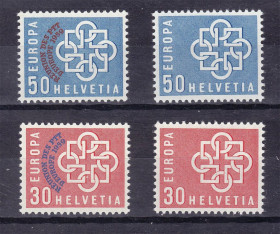 Швейцарія Швейцария ^/--/^ Швейцария / Helvetia  1959 г  MNH -  ЕВПРПА СЕПТ / EUROPA  CEPT - надпечатка ^_^^^ Швейцарія / Helvetia 1959 р MNH - ЄВПРПА СЕПТ / EUROPA CEPT - надпечатка - фото фото фото