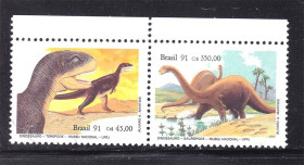 Фауна Фауна ^/--/^ NM Бразилия  1991 г MNH - динозавры ^_^^^ NM Бразилія 1991 р MNH - динозаври - фото фото фото