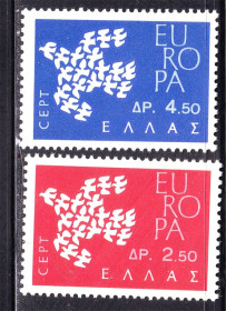 Греція Греция ^/--/^ Греция 1961 г  MNH  - ЕВРОПА  СЕПТ /  EUROPA  CEPT - - желтая люминисценсия - ^_^^^ Греція 1961 р MNH - ЄВРОПА СЕПТ / EUROPA CEPT - - жовта люмінісценсія - фото фото фото
