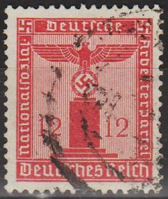 Третій Рейх (-) Третий Рейх (-) ^/--/^ 1938 - Рейх - Службова марка - Орел 12 Mi.150 _гаш ^_^^^ 1938 - Рейх - Служебная марка - Орел 12 Mi.150 _гаш - фото фото фото