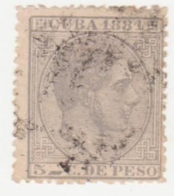 Північна Америка Северная Америка ^/--/^ Куба  (Испанская)  1881  г. № 43 гашеная ^_^^^ Куба (Іспанська) 1881 р. No 43 гашена - фото фото фото