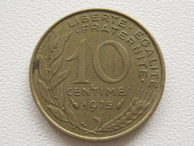 Франція Франция ^/--/^ Франция 10 сантимов 1975 года 38184 ^_^^^ Франція 10 сантимів 1975 38184 - фото фото фото