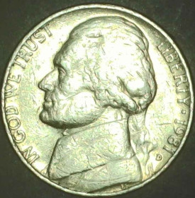 Обігові Обиходные ^/--/^ США 5 центів, 1981 D Джефферсон Нікель [3.49] ^_^^^ США 5 центов, 1981 D Джефферсон Никель [3.49] - фото фото фото