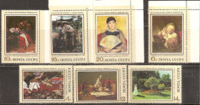 СРСР - СССР - ^/--/^ СССР 1973 Сол.4300-07   ** Зарубежная  живопись ПОЛНАЯ серия с БЛОКОМ ^_^^^ СРСР 1973 Сол.4300-07 ** Зарубіжний живопис Повна серія з БЛОКОМ - фото фото фото