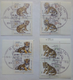 НДР, ФРН ГДР, ФРГ ^/--/^ ГДР 1978 Тигрята, зоопарк Лейпцига, сцепки с полями, гашеные  (КЦ=5 евро) ^_^^^ НДР 1978 Тигрята, зоопарк Лейпцига, зчеплення з полями, гашені (КЦ = 5 євро) - фото фото фото
