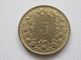 Швейцарія Швейцария ^/--/^ Швейцария 5 раппенов 1989 года 18698 ^_^^^ Швейцарія 5 раппенів 1989 року 18698 - фото фото фото