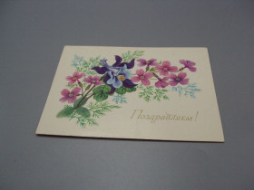 СРСР СССР ^/--/^ Открытка Поздравляем! цветы 1980 год худ. А. Соколова ссср №18705 /--/ ч ^_^^^ Вітаємо! квіти 1980 рік худ. А. Соколова ссср No /--/ 18705 /--/ ч - фото фото фото