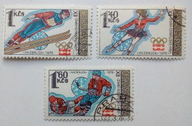 Чехословаччина Чехословакия ^/--/^ Чехословакия 1976 Зимние Олимпийские игры, Инсбрук, гашеные ^_^^^ Чехословаччина 1976 Зимові Олімпійські ігри, Інсбрук, гашені - фото фото фото