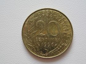 Франція Франция ^/--/^ Франция 20 сантимов 1996 года #9802 ^_^^^ Франція 20 сантимів 1996 року #9802 - фото фото фото