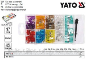 Автоінструмент Автоинструмент ^/--/^ Запобіжники автомобільні YATO STANDARD, в асортименті, 97 шт YT-83141 ^_^^^ Предохранители автомобильные YATO STANDARD, в ассортименте, 97 шт YT-8314141 - фото фото фото