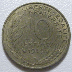 Франція Франция ^/--/^ Франція 10 сантимів 1989 року 43531 ^_^^^ Франция 10 сантимов 1989 года 43531 - фото фото фото