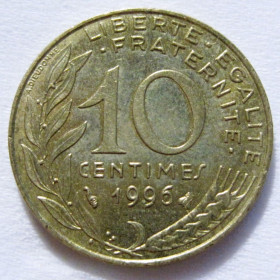 Франція Франция ^/--/^ Франція 10 сантимів 1996 року #6 /--/ П /--/ 1374 ^_^^^ Франция 10 сантимов 1996 года #6 /--/ П /--/ 1374 - фото фото фото