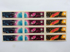СРСР - СССР - ^/--/^ СССР 1963 г. ДЕНЬ КОСМОНАВТИКИ. 2756-2761 (2855-2860). ЧАСТЬ ЛИСТА (2 сцепки), чистые (3) ^_^^^ СРСР 1963 р. День космонавтики. 2756-2761 (2855-2860). ЧАСТЬ ЛІСТА (2 зчіпки), чисті (3) - фото фото фото