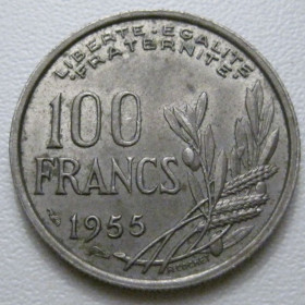 Франція Франция ^/--/^ Франція 100 франків 1955 року 42161 ^_^^^ Франция 100 франков 1955 года 42161 - фото фото фото