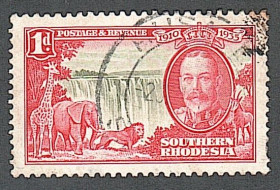 Зімбабве Зимбабве ^/--/^ Южная Родезия  (1935) Британская колония. 25-летие правления короля Георга V. Фауна, водопад ^_^^^ Південна Родезія (1935) Британська колонія. 25-річчя правління короля Георга V. Фауна, водоспад - фото фото фото