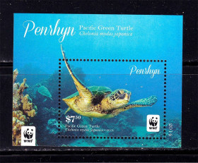 Фауна Фауна ^/--/^ NM Фауна  Пенрин / Penrhyn 2014 г ** - WWF - блок - черепаха ^_^^^ NM Фауна Пенрін / Penrhyn 2014 р ** - WWF - блок - черепаха - фото фото фото