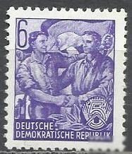НДР, ФРН ГДР, ФРГ ^/--/^ ГДР 1953 рукопожатие рабочих стандарт офсет 1 /--/ м. ^_^^^ НДР 1953 р. рукостискання робочих стандарт офсет 1 /--/ м. - фото фото фото