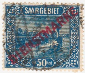 Веймарська республіка Веймарская республика ^/--/^ Германия   ( Саар)   1922  г. № 9 гашеная ^_^^^ Німеччина ( Саар) 1922 р. No 9 гашена - фото фото фото