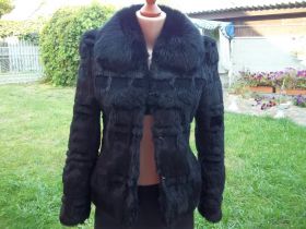 Шуби Шубы ^/--/^ Prom S - 42 / 44 р шуба куртка  из кролика воротник  песец Осень Весна ^_^^^ Prom S - 42 / 44 р шуба куртка з кролика комір песець Осінь Весна - фото фото фото