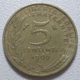 Франція Франция ^/--/^ Франція 5 сантимів 1966 року 43470 ^_^^^ Франция 5 сантимов 1966 года 43470 - фото фото фото