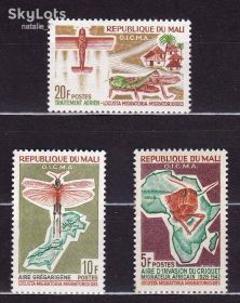 Фауна Фауна ^/--/^ Фауна . Мали  1964 г MNH - саранча - сельхоз-авиация - ^_^^^ Малі 1964 р MNH - саранча - сільгосп-авіація - - фото фото фото