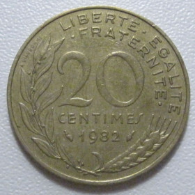 Франція Франция ^/--/^ Франція 20 сантимів 1982 року 43609 ^_^^^ Франция 20 сантимов 1982 года 43609 - фото фото фото