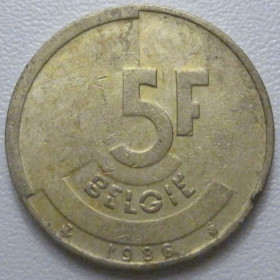 Бельгія Бельгия ^/--/^ Бельгія 5 франків 1986 року Belgie 42877 ^_^^^ Бельгия 5 франков 1986 года Belgie 42877 - фото фото фото