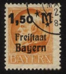 Веймарська республіка Веймарская республика ^/--/^ Германия -Bayern-1919 г. № 177  гашенная ^_^^^ Німеччина - Bayern-1919 р. No 177 гашена - фото фото фото