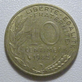 Франція Франция ^/--/^ Франція 10 сантимів 1982 року 1374 ^_^^^ Франция 10 сантимов 1982 года 1374 - фото фото фото