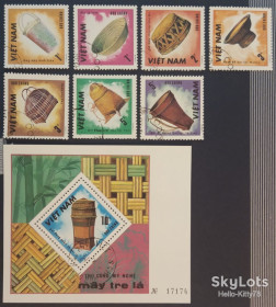 Мистецтво Искусство ^/--/^ Вьетнам 1986 декоративное искусство плетение Mi 1751-1757 + блок 51 ^_^^^ В'єтнам 1986 декоративне мистецтво плетіння Mi 1751-1757 + блок 51 - фото фото фото