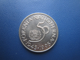 Швеція Швеция ^/--/^ Монета 5 крон Швеція 1995 50 років ООН ^_^^^ Монета 5 крон Швеция 1995 50 лет ООН - фото фото фото