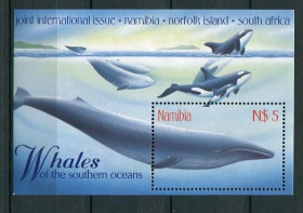 Фауна Фауна ^/--/^ Намибия  SWA /--/ 1998, Mi Bl 969 Whales,Киты  MNH ^_^^^ Намібія SWA /--/ 1998, Mi Bl 969 Whales, Кити MNH - фото фото фото