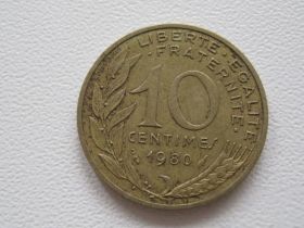 Франція Франция ^/--/^ Франция 10 сантимов 1980 года #15940 ^_^^^ Франція 10 сантимів 1980 року #15940 - фото фото фото