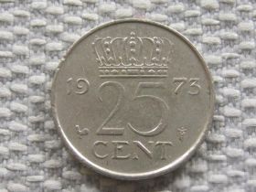 Нідерланди Нидерланды ^/--/^ Нидерланды 25 центов 1973 года 4007 ^_^^^ Нідерланди 25 центів 1973 4007 - фото фото фото