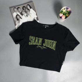 Футболки Футболки ^/--/^ Кроп футболка жіноча missguided x sean john, чорна ^_^^^ Крап футболка женская missguided x sean john, черная - фото фото фото