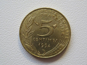 Франція Франция ^/--/^ Франция 5 сантимов 1994 года Пчела 35845 ^_^^^ Франція 5 сантимів 1994 року Бджола 35845 - фото фото фото