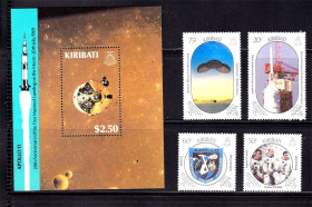 Освоєння космосу Освоение космоса ^/--/^ Космос . Кирибати 1989 г  MNH  -  - марки + блок ^_^^^ Кірібаті 1989 MNH - марки + блок - фото фото фото