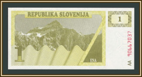 Словенія Словения ^/--/^ Словения 1 толар 1990 P-1  (1 /--/ a) UNC ^_^^^ Словенія 1 толар 1990 P-1 (1 /--/ a) UNC - фото фото фото