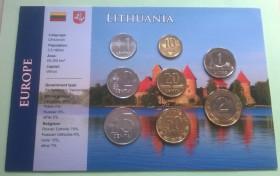 Литва Литва ^/--/^ Набор монет ЛИТВА 8 монет блистер запайка набір пластик картон ^_^^^ Набор монет ЛИТВА 8 монет блистер запайка набор пластик картон - фото фото фото