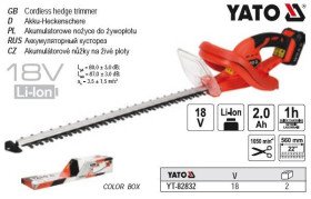 Інші інструменти Другие инструменты ^/--/^ Кусторез YATO аккумуляторный Li-Ion 18 /--/ В 2 А/ч l /--/ 56 см YATO YT-82832 ^_^^^ Польща акумуляторний Li-Ion 18 /--/ В 2 А/год l /--/ 56 см YATO YT-82832 - фото фото фото