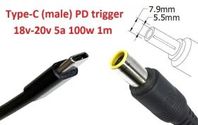 Інше Другое ^/--/^ Кабель-переходник триггер PD 18-20 /--/ v Type-C (max 5 /--/ a, 100 /--/ w) на 7.9 /--/ x /--/ 5.5 or 8.0 /--/ x /--/ 7.4 /--/ mm (+pin) 1 /--/ m з USB Ty - фото фото фото