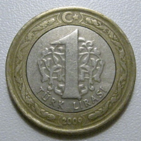 Туреччина Турция ^/--/^ Туреччина 1 ліра 2009 року 41055 ^_^^^ Турция 1 лира 2009 года 41055 - фото фото фото