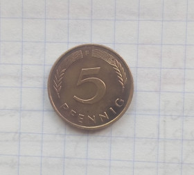 Сучасні c  року Современные c  года ^/--/^ Германия  5 пфеннингов 1990  г. ^_^^^ Німеччина 5 пфеннінгів 1990 р. - фото фото фото