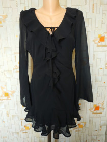 Сукні Платья ^/--/^ Сукня жіноча шифонова чорна BOOHOO р-р 12 ^_^^^ Платье женская шифоновая черная BOOHOO р-р 12 - фото фото фото