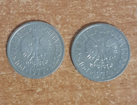 - року - года ^/--/^ Польша 20 грошей 2 шт 1977 1978 Polska 20 GROSZY ^_^^^ Польша 20 денег 2 шт 1977 1978 Polska 20 GROSZY - фото фото фото