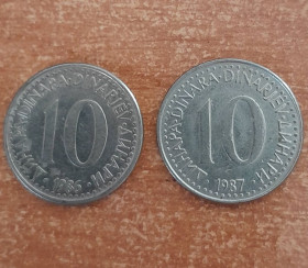 Югославія Югославия ^/--/^ 10 динар лот 2 шт Югославия СФРЮ Югославія 1986-87 ^_^^^ 10 динар лот 2 шт Югославия СФРЮ Югославия 1986-87 - фото фото фото