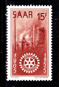 Інше Другое ^/--/^ СААР / SAAR Германия   1955  г  MNH - Международный Ротари-клуб ^_^^^ СААР / SAAR Німеччина 1955 MNH - Міжнародний Ротарі-клуб - фото фото фото