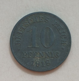 Німецька імперія (-) Германская империя (-) ^/--/^ Німеччина 10 пфенігів 1918 рік ^_^^^ Германия 10 пфеннигов 1918 год - фото фото фото