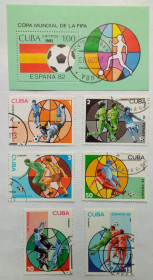 Острівні держави Островные государства ^/--/^ Куба 1981 Чемпионат мира по футболу, Испания, спорт, гашеные  (КЦ=5 евро) ^_^^^ Куба 1981 Чемпіонат світу з футболу, Іспанія, спорт, гашені (КЦ = 5 євро) - фото фото фото